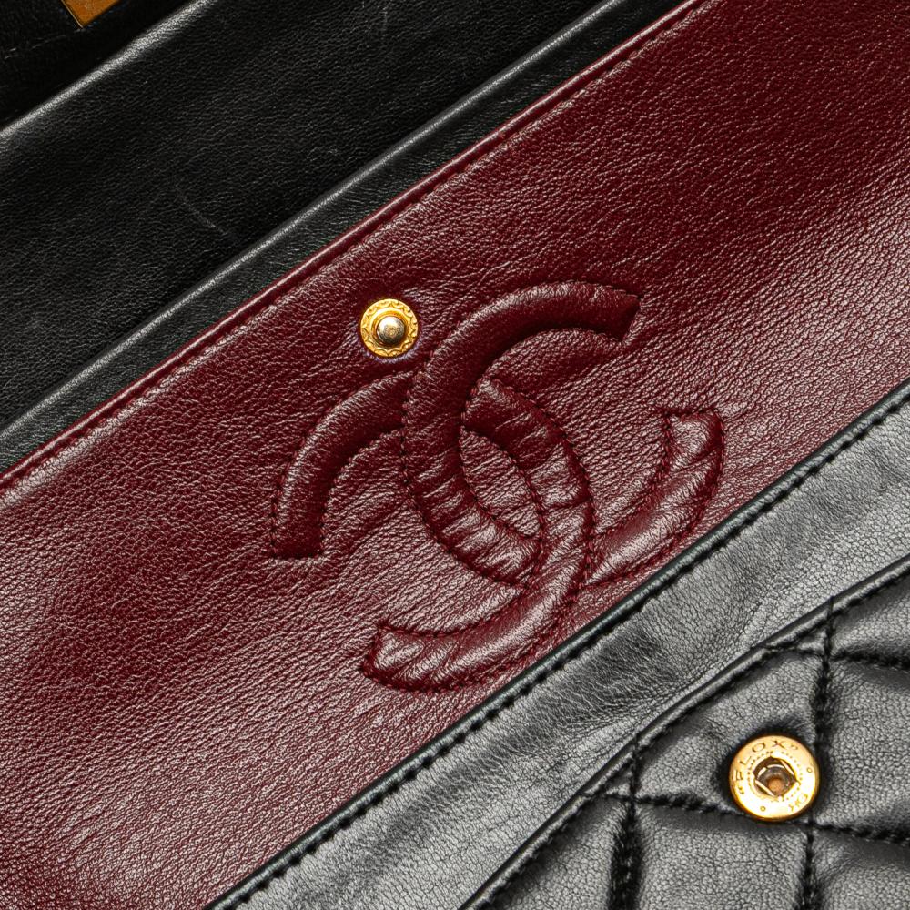 Chanel B Chanel Black Lambskin Leather Leather Small Classic Lambskin Double Flap France