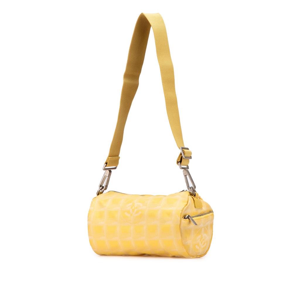 Chanel B Chanel Yellow Mustard Nylon Fabric New Travel Line Barrel Shoulder Bag Italy