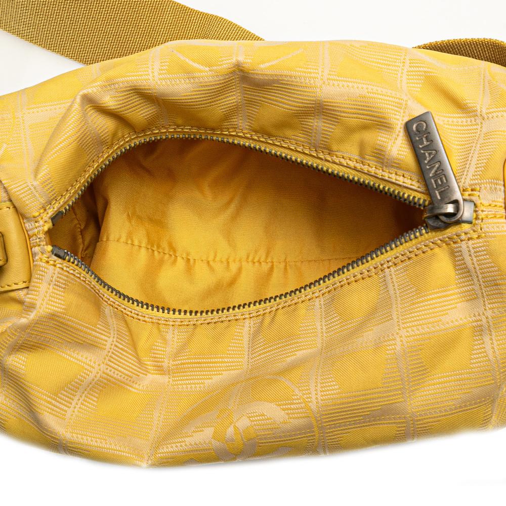 Chanel B Chanel Yellow Mustard Nylon Fabric New Travel Line Barrel Shoulder Bag Italy