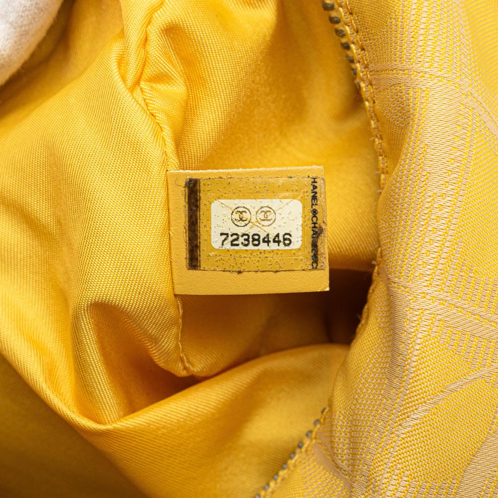 Chanel B Chanel Yellow Mustard Nylon Fabric New Travel Line Barrel Shoulder Bag Italy