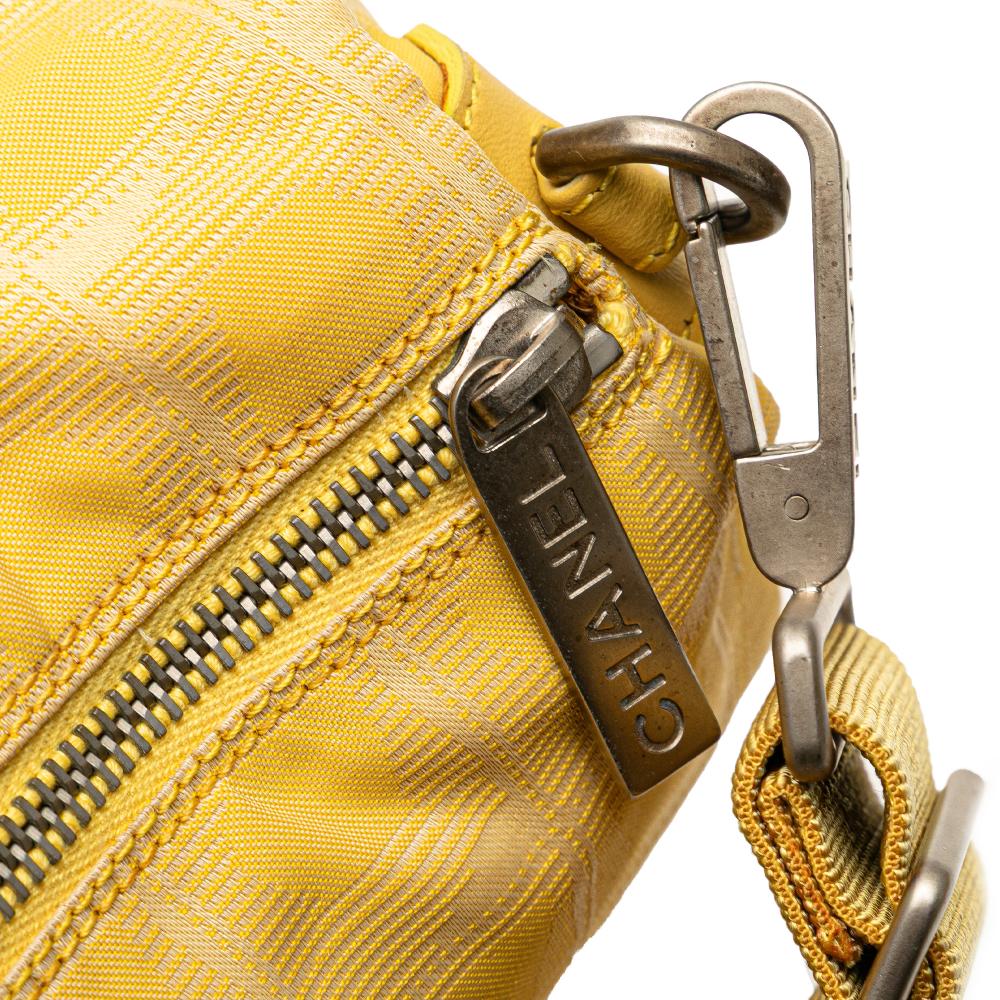 Chanel B Chanel Yellow Mustard Nylon Fabric New Travel Line Barrel Shoulder Bag Italy