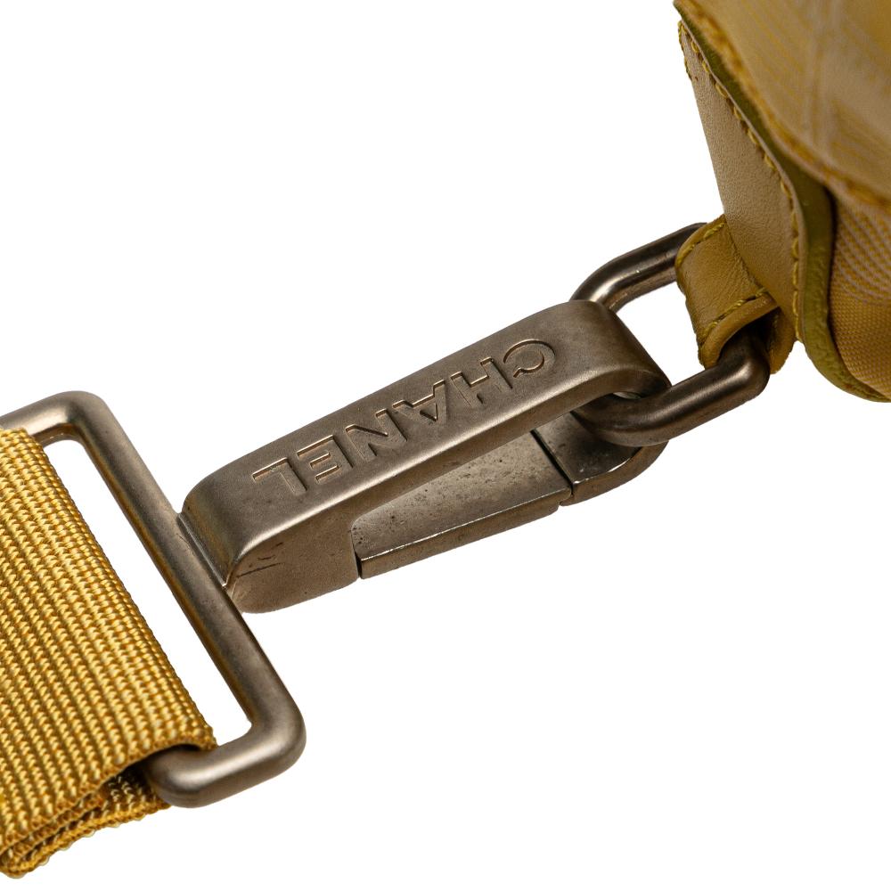 Chanel B Chanel Yellow Mustard Nylon Fabric New Travel Line Barrel Shoulder Bag Italy