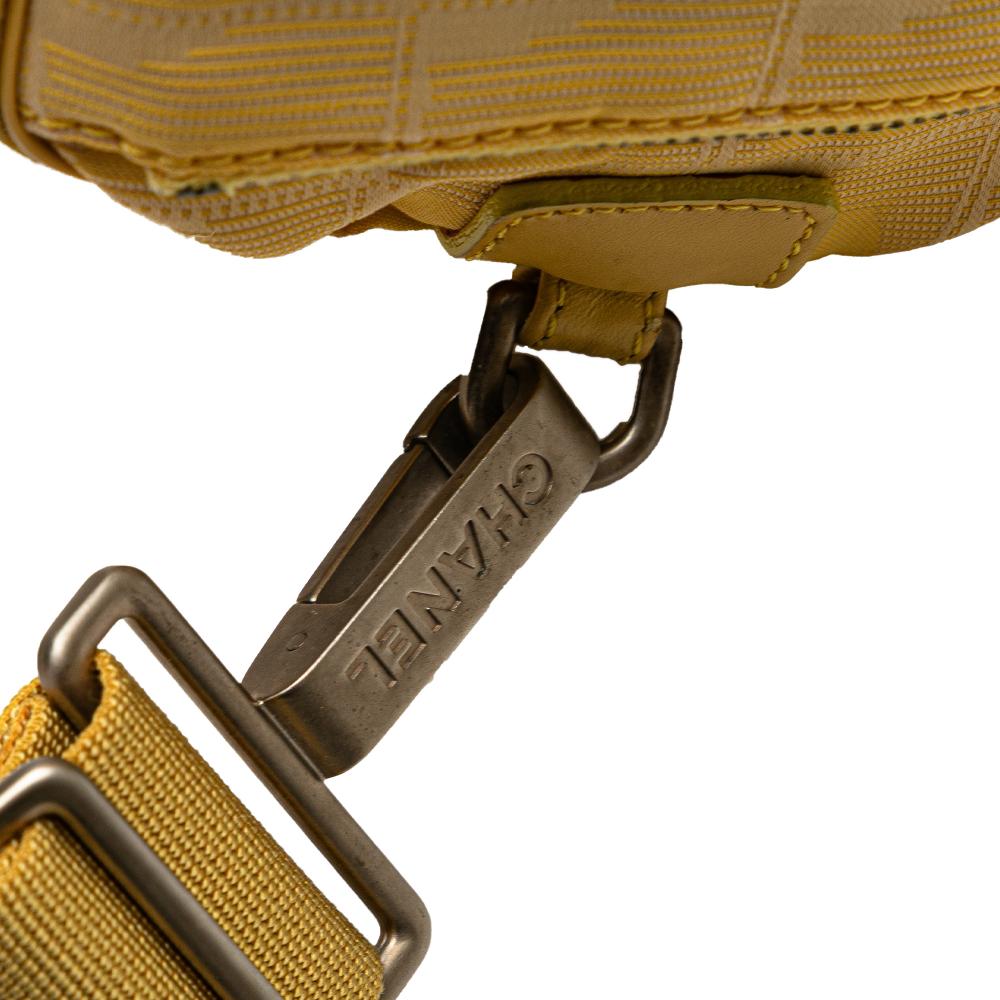 Chanel B Chanel Yellow Mustard Nylon Fabric New Travel Line Barrel Shoulder Bag Italy