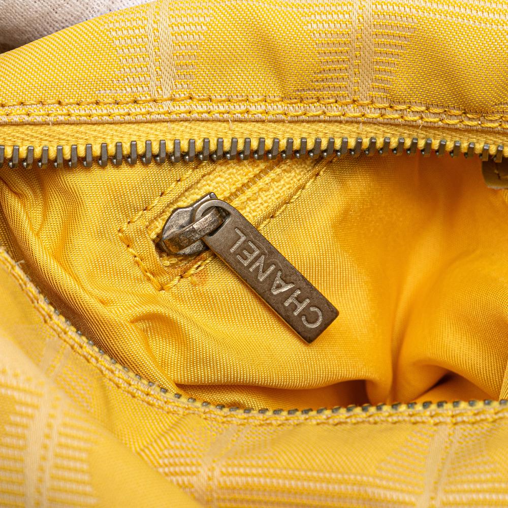 Chanel B Chanel Yellow Mustard Nylon Fabric New Travel Line Barrel Shoulder Bag Italy