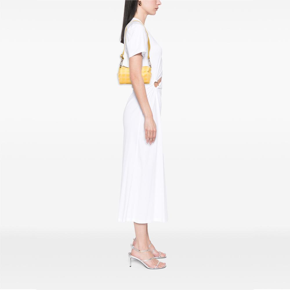 Chanel B Chanel Yellow Mustard Nylon Fabric New Travel Line Barrel Shoulder Bag Italy