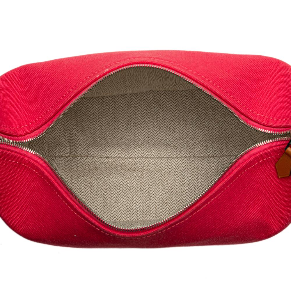 Hermès AB Hermès Pink Dark Pink with Red Dark Red Canvas Fabric Small Toile Bride A Brac Case France