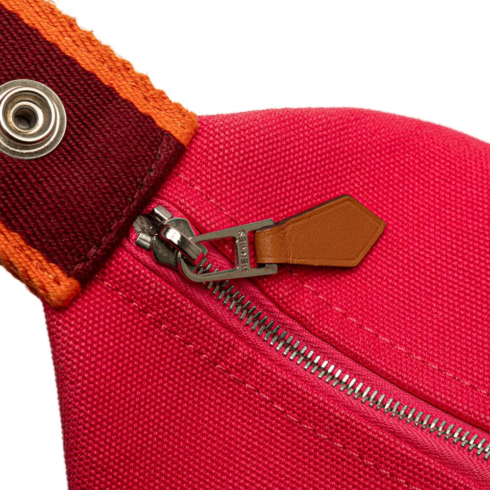Hermès AB Hermès Pink Dark Pink with Red Dark Red Canvas Fabric Small Toile Bride A Brac Case France