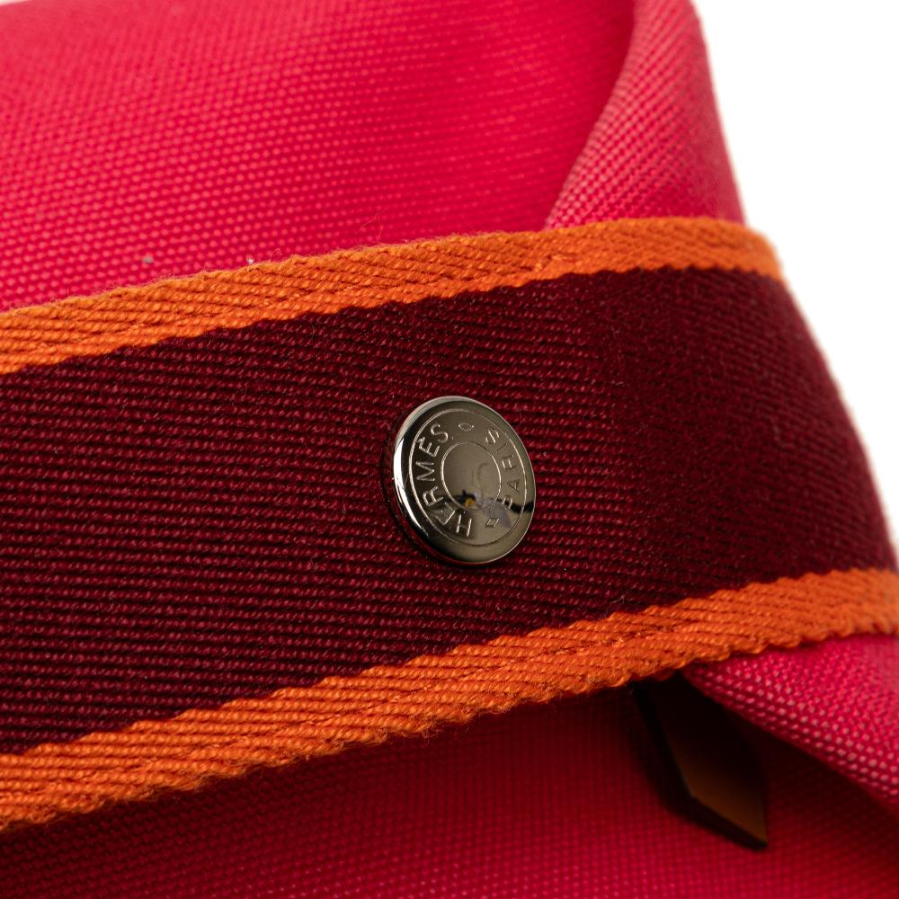 Hermès AB Hermès Pink Dark Pink with Red Dark Red Canvas Fabric Small Toile Bride A Brac Case France