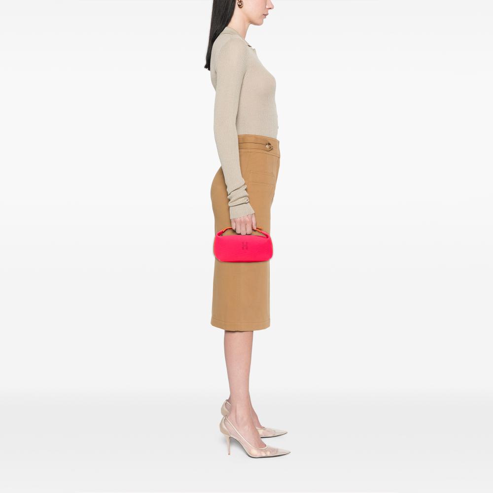 Hermès AB Hermès Pink Dark Pink with Red Dark Red Canvas Fabric Small Toile Bride A Brac Case France