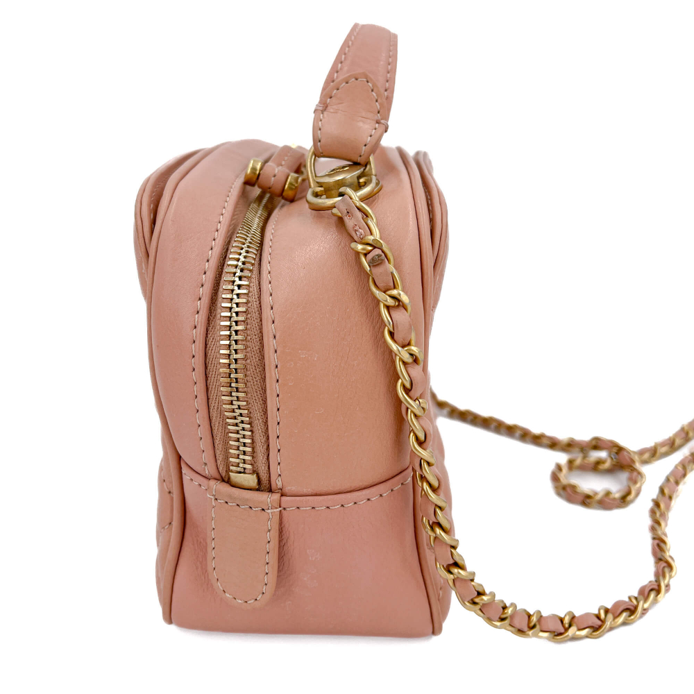 Chanel Vanity Case Small Quilted Lambskin Leather 2-Ways Camera Bag Pink