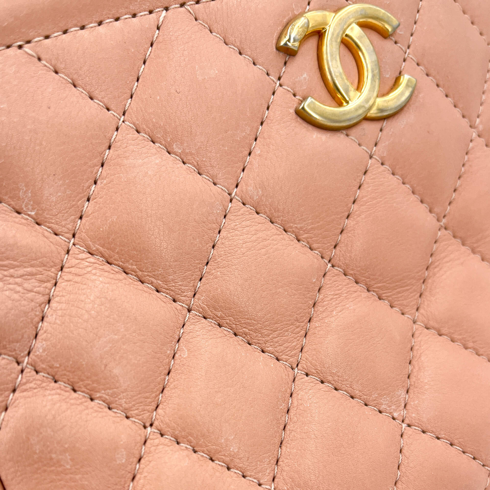 Chanel Vanity Case Small Quilted Lambskin Leather 2-Ways Camera Bag Pink