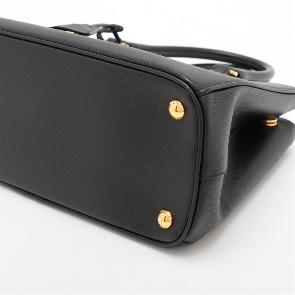 Prada Galleria Medium Saffiano Lux Leather 3-Ways Tote Handbag Black