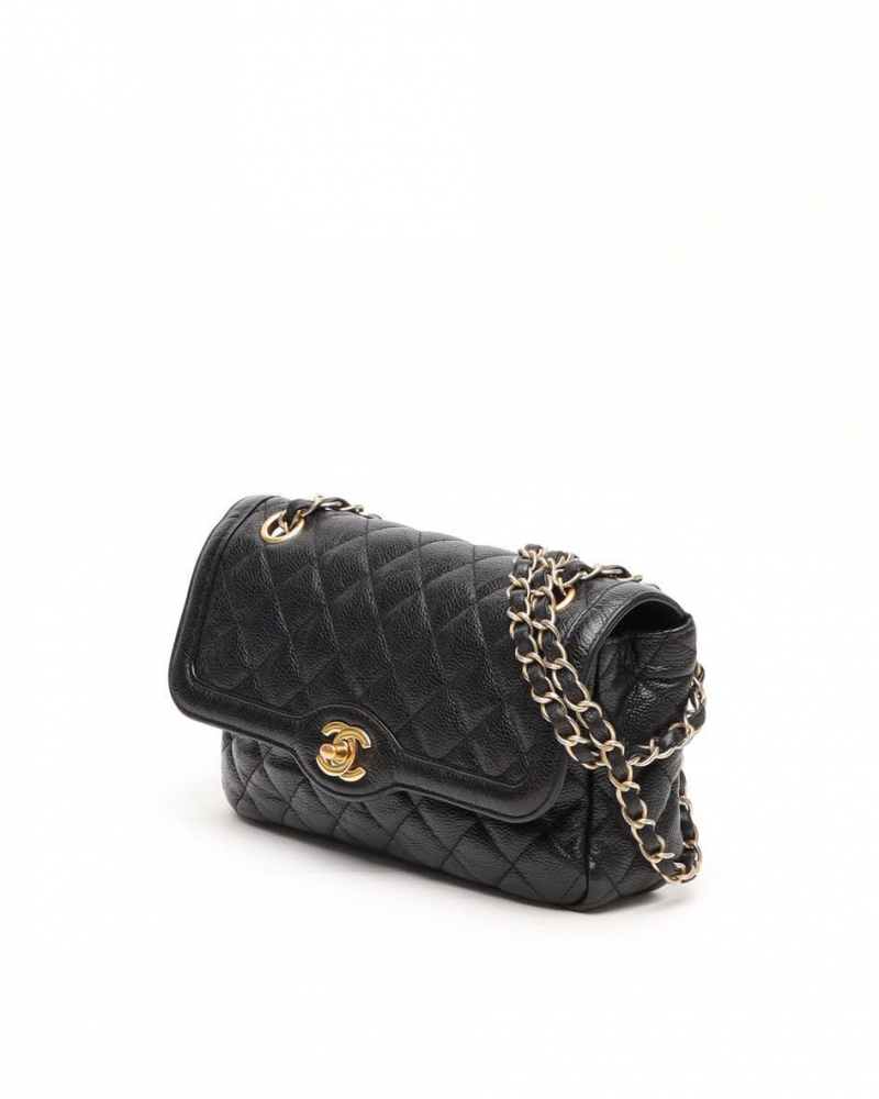 Chanel Classic Caviar Crumpled Small Single Flap Bag