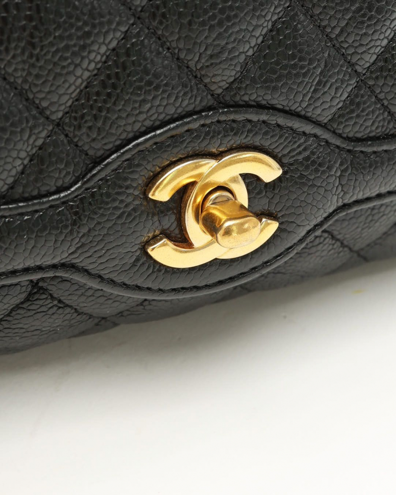 Chanel Classic Caviar Crumpled Small Single Flap Bag