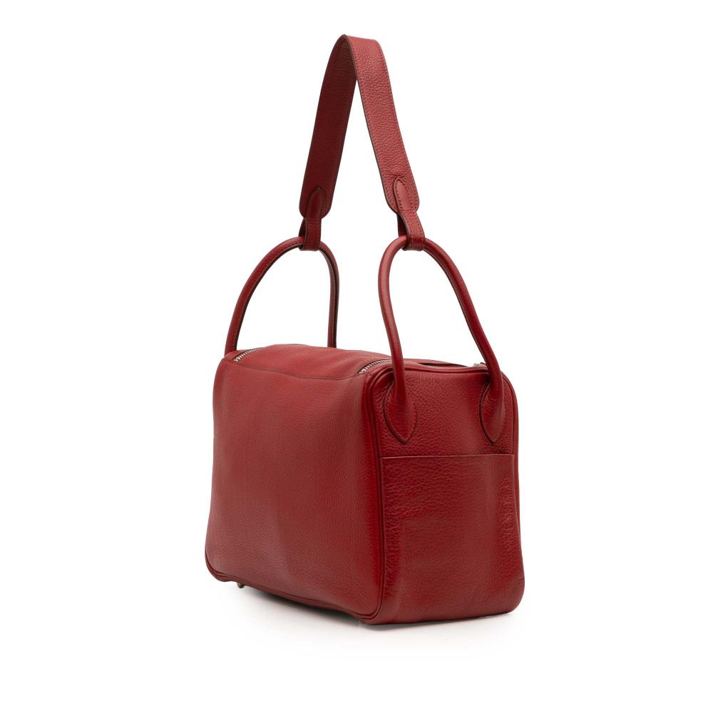 Hermès B Hermès Red Calf Leather Clemence Lindy 30 France