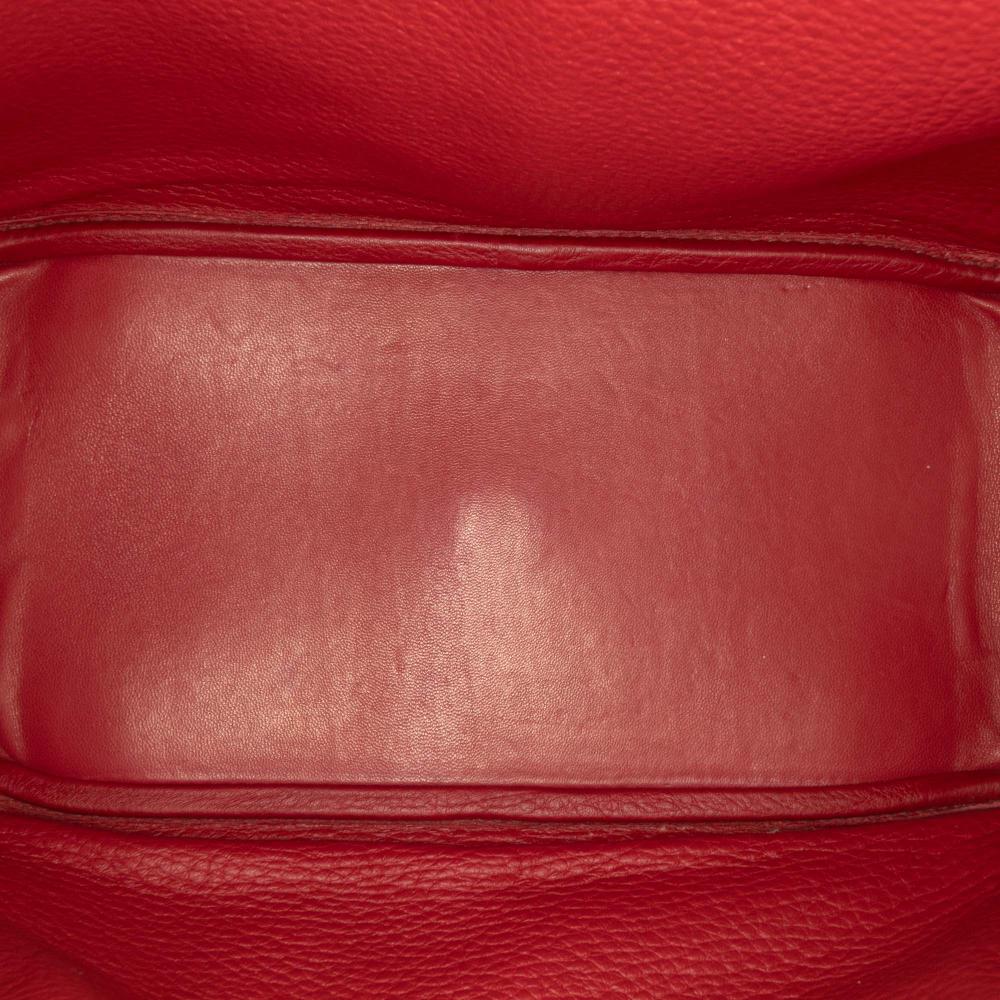 Hermès B Hermès Red Calf Leather Clemence Lindy 30 France