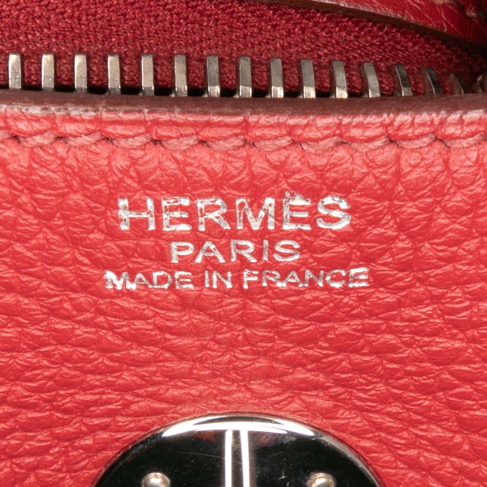 Hermès B Hermès Red Calf Leather Clemence Lindy 30 France