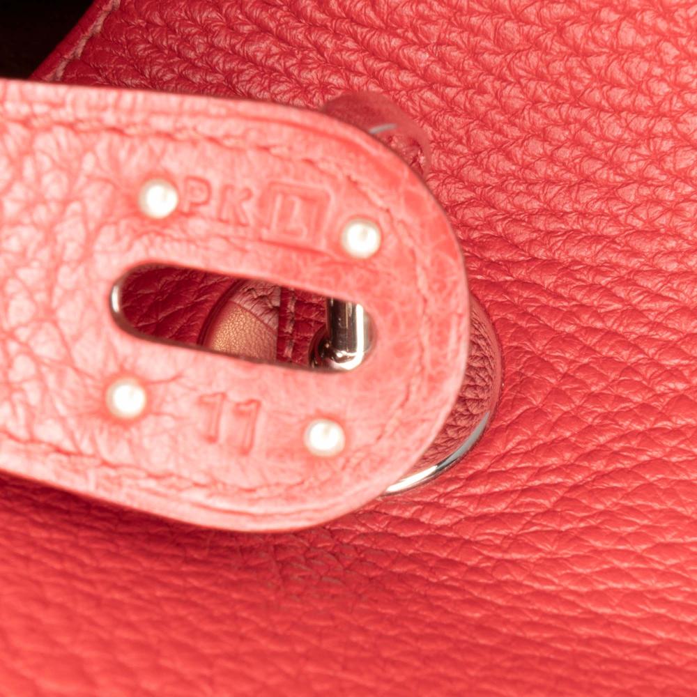 Hermès B Hermès Red Calf Leather Clemence Lindy 30 France