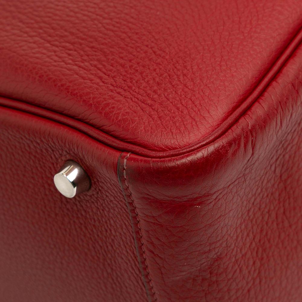Hermès B Hermès Red Calf Leather Clemence Lindy 30 France