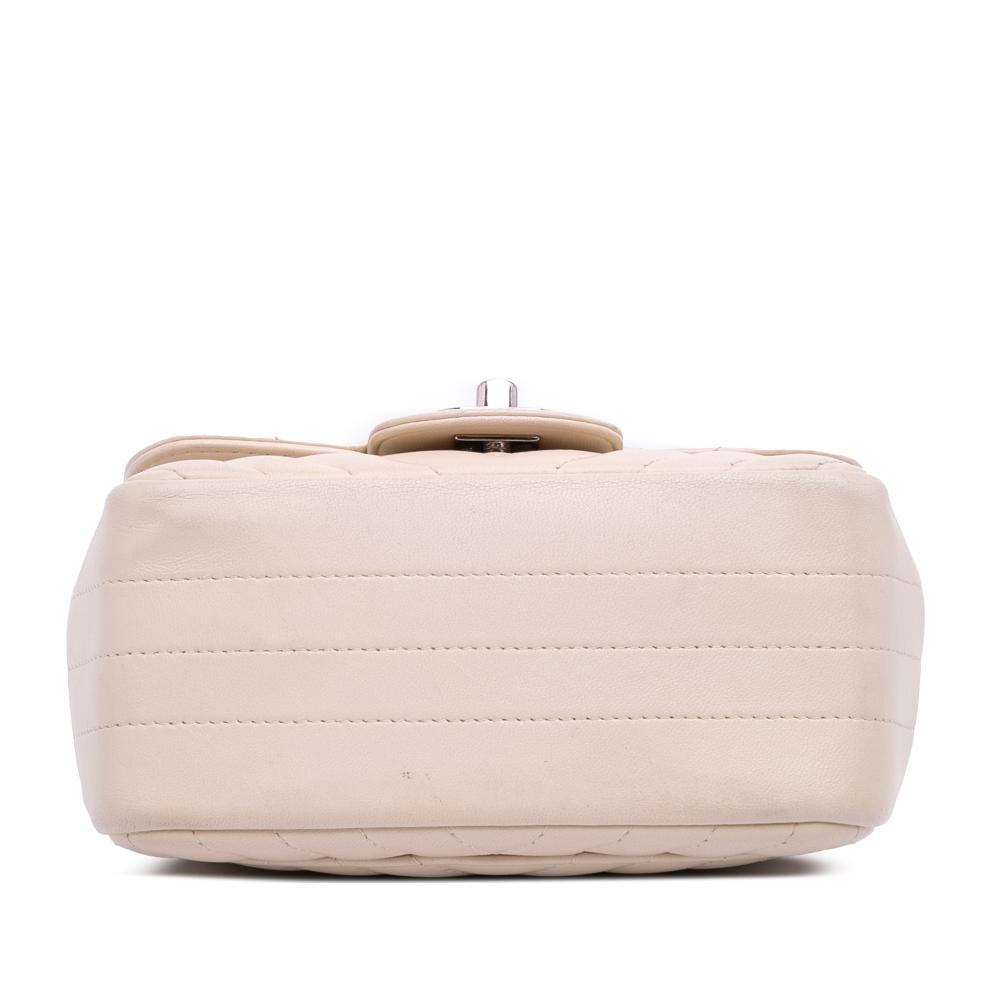 Chanel B Chanel White Ivory Lambskin Leather Leather Mini Square Classic Chevron Lambskin Single Flap Italy