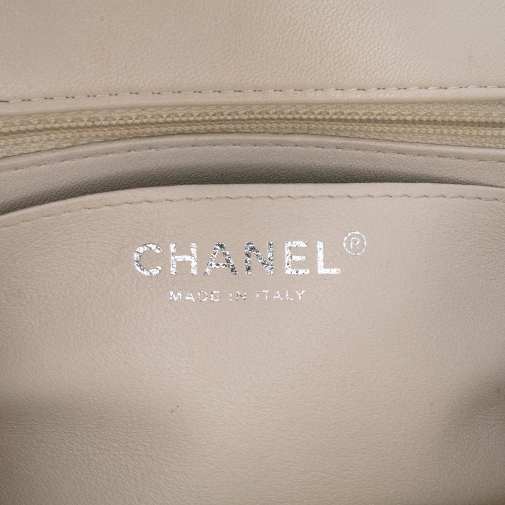 Chanel B Chanel White Ivory Lambskin Leather Leather Mini Square Classic Chevron Lambskin Single Flap Italy