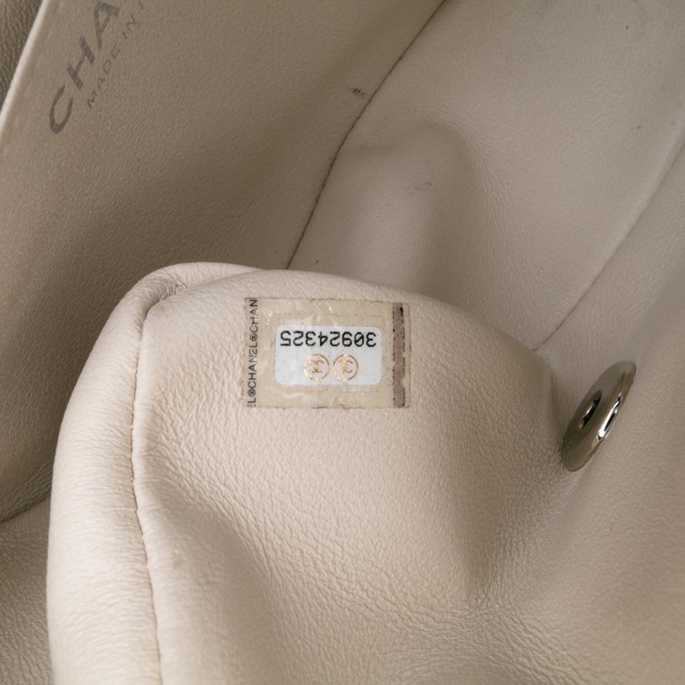 Chanel B Chanel White Ivory Lambskin Leather Leather Mini Square Classic Chevron Lambskin Single Flap Italy