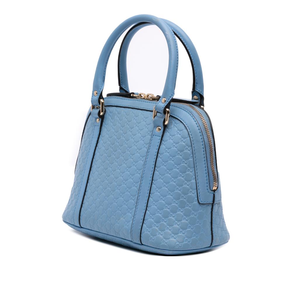 Gucci B Gucci Blue Light Blue Calf Leather Mini Microguccissima Dome Satchel Italy