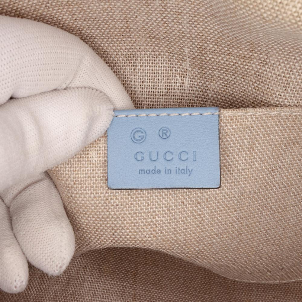 Gucci B Gucci Blue Light Blue Calf Leather Mini Microguccissima Dome Satchel Italy