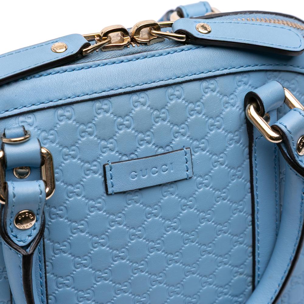Gucci B Gucci Blue Light Blue Calf Leather Mini Microguccissima Dome Satchel Italy