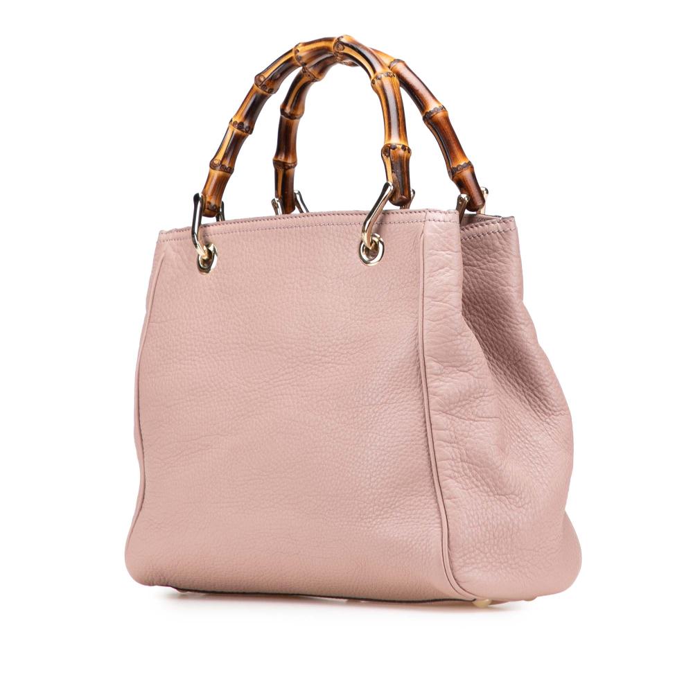 Gucci B Gucci Pink Calf Leather Small skin Bamboo Shopper Satchel Italy