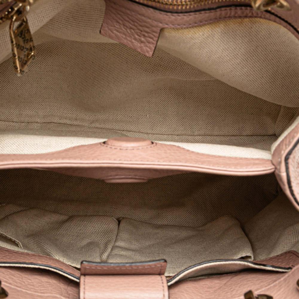 Gucci B Gucci Pink Calf Leather Small skin Bamboo Shopper Satchel Italy