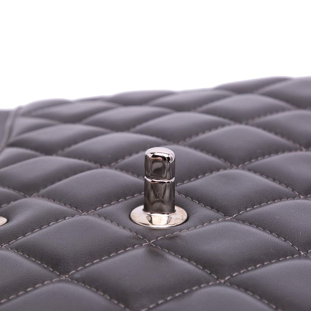 Chanel AB Chanel Gray Dark Gray Lambskin Leather Leather Jumbo Classic Lambskin Double Flap Italy