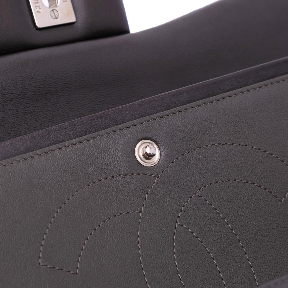 Chanel AB Chanel Gray Dark Gray Lambskin Leather Leather Jumbo Classic Lambskin Double Flap Italy