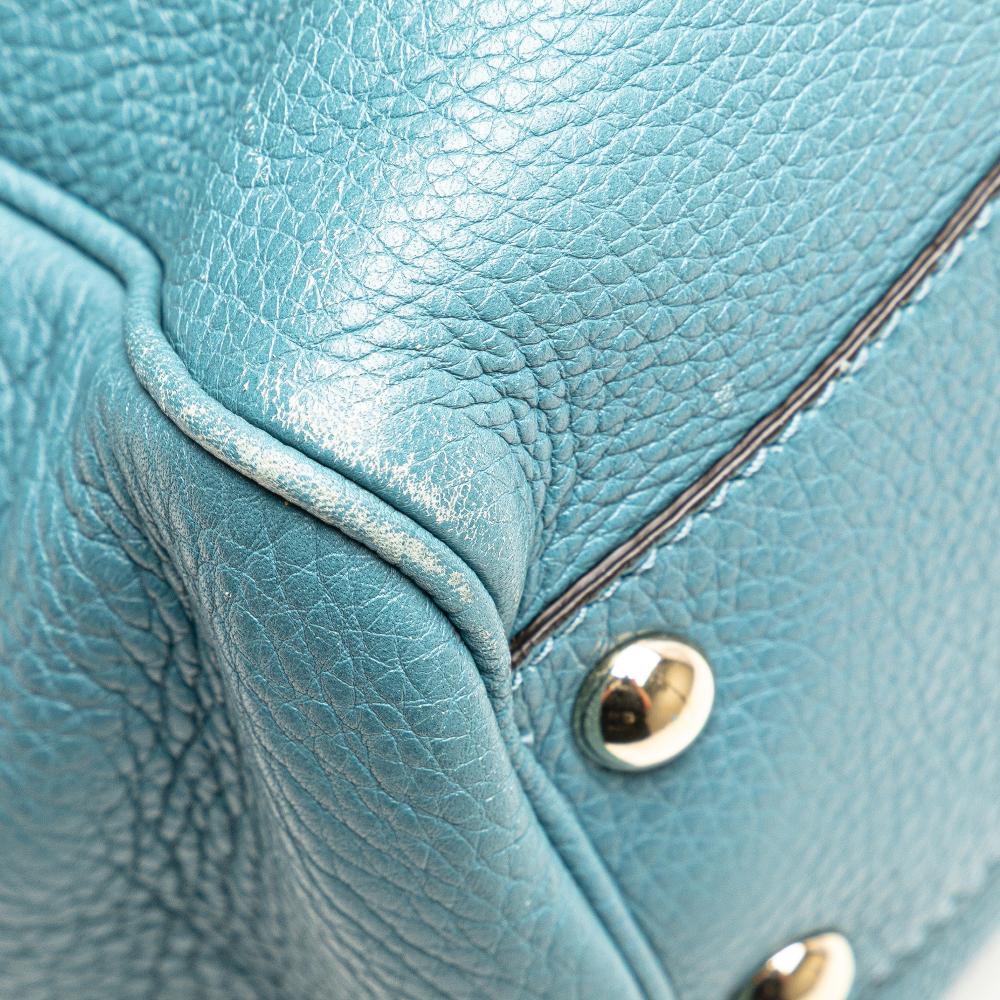 Gucci B Gucci Blue Light Blue Calf Leather Small skin Bamboo Shopper Satchel Italy