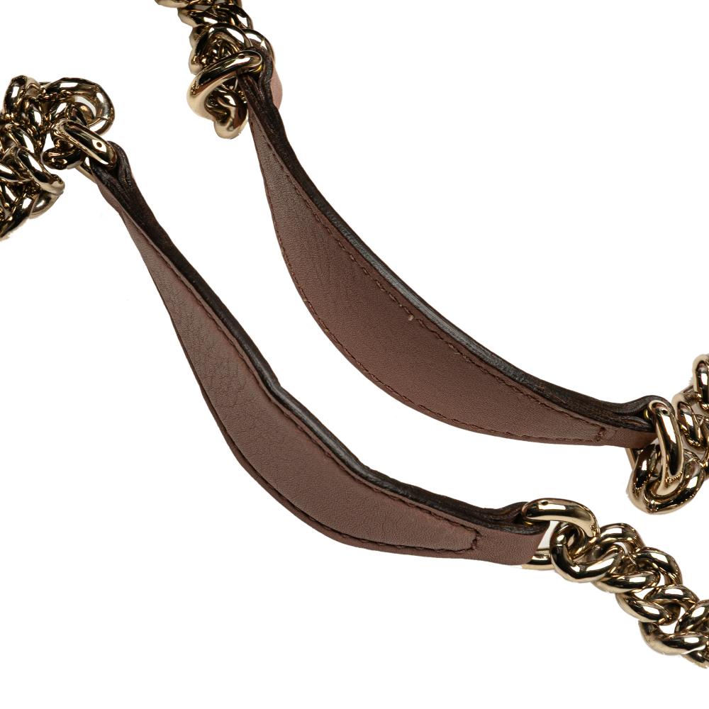 Gucci B Gucci Pink Calf Leather Medium Soho Chain Tote Italy