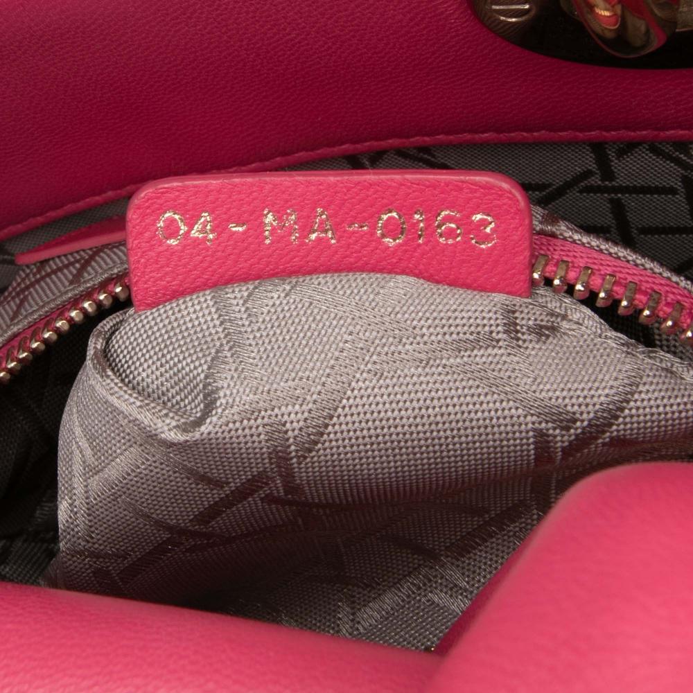 Christian Dior B Dior Pink Dark Pink Lambskin Leather Leather Mini Lambskin Cannage Lady Dior Italy