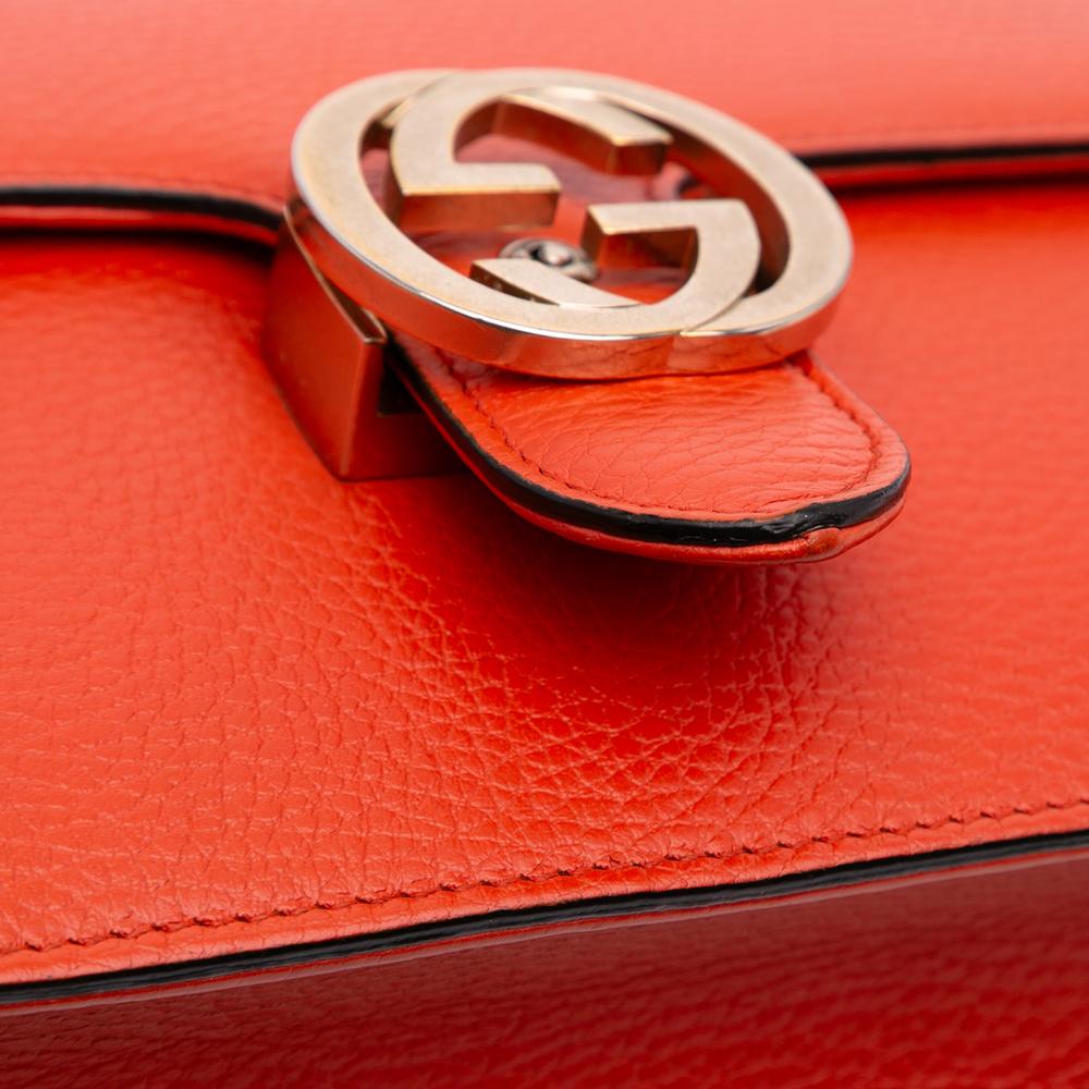 Gucci B Gucci Orange Calf Leather Small Dollar skin Interlocking G Crossbody Italy