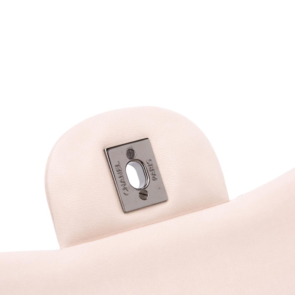 Chanel B Chanel White Ivory Lambskin Leather Leather Jumbo Classic Lambskin Double Flap France