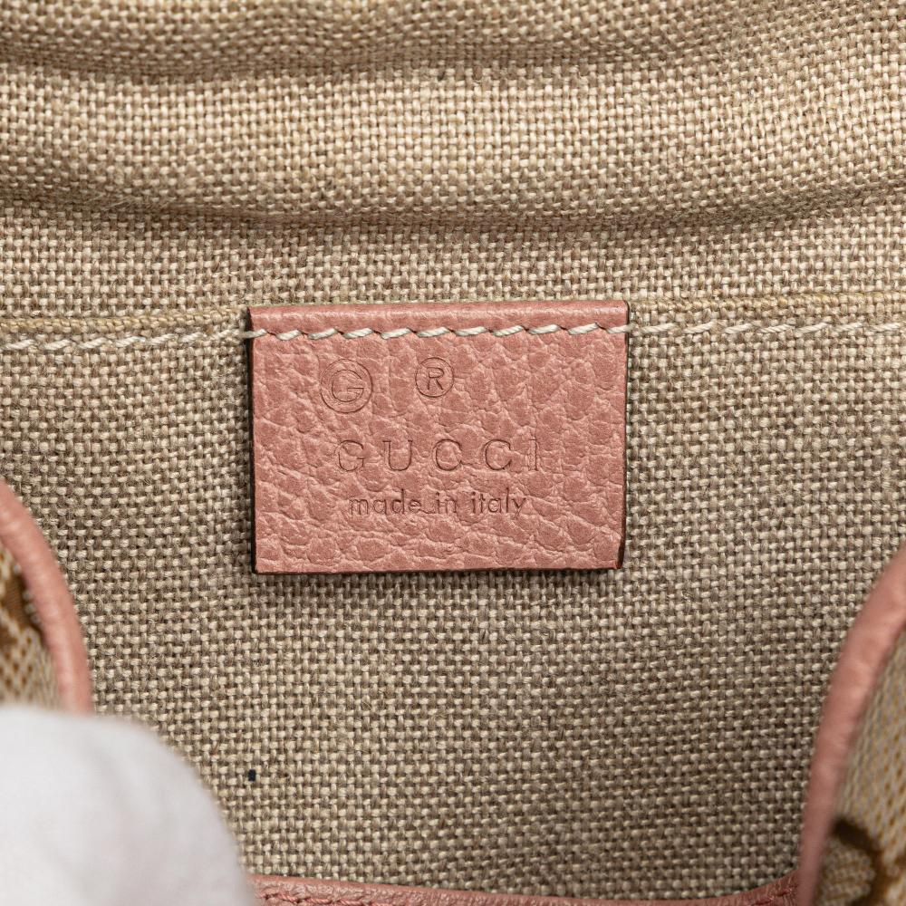 Gucci B Gucci Brown Beige with Pink Canvas Fabric GG Bree Crossbody Italy