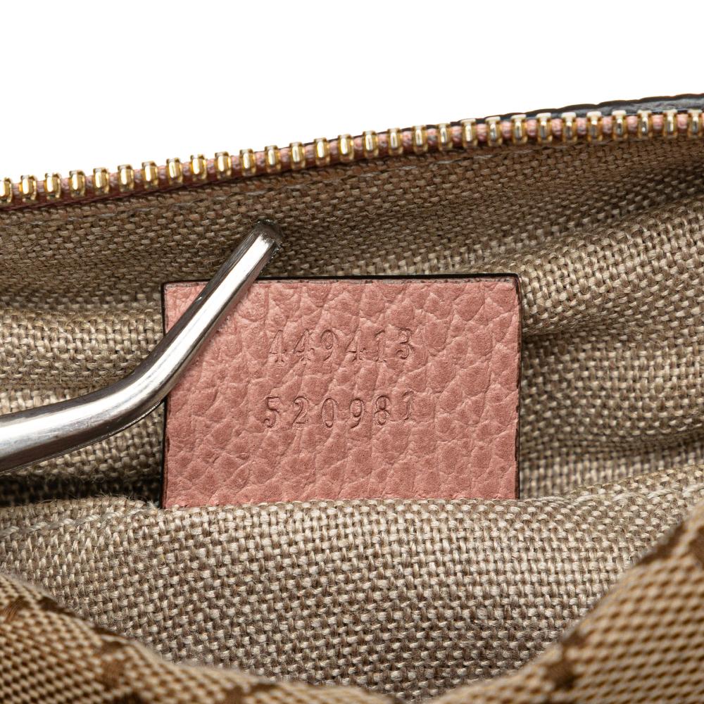 Gucci B Gucci Brown Beige with Pink Canvas Fabric GG Bree Crossbody Italy