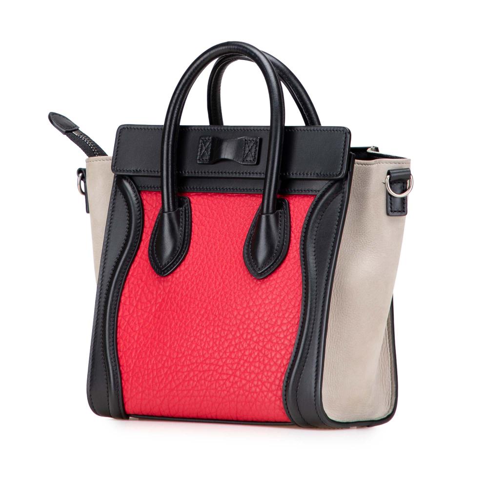 Celine B Celine Red with Multi Calf Leather Nano Tricolor Luggage Tote Italy