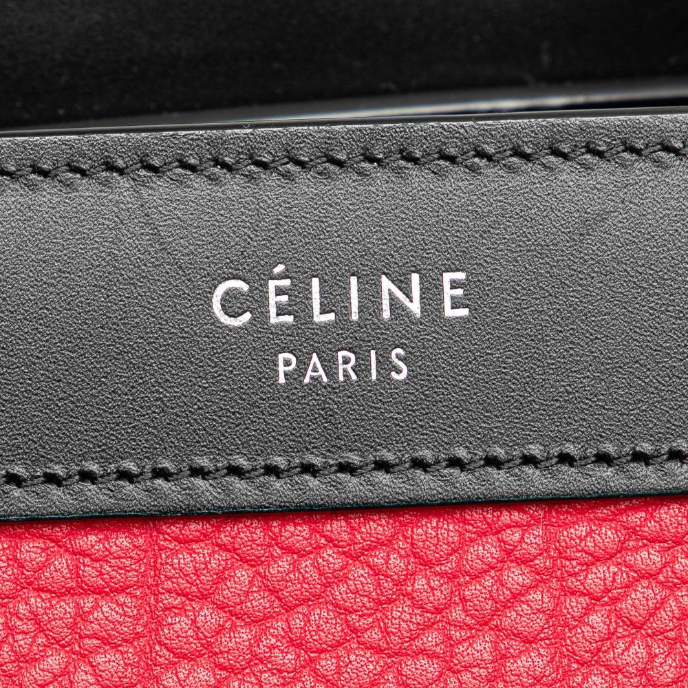 Celine B Celine Red with Multi Calf Leather Nano Tricolor Luggage Tote Italy