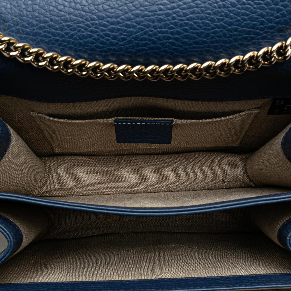 Gucci B Gucci Blue Calf Leather Small Dollar skin Interlocking G Crossbody Italy