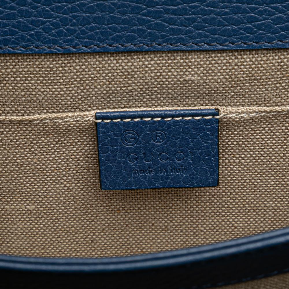 Gucci B Gucci Blue Calf Leather Small Dollar skin Interlocking G Crossbody Italy