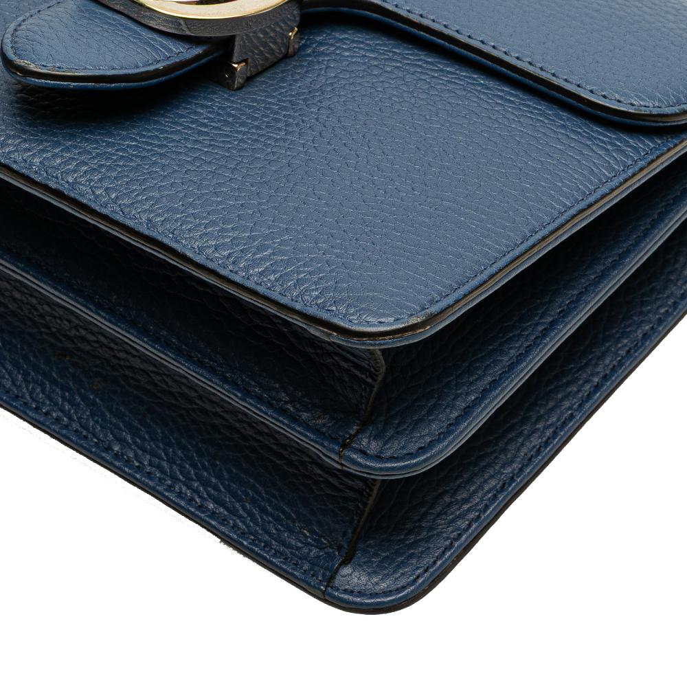 Gucci B Gucci Blue Calf Leather Small Dollar skin Interlocking G Crossbody Italy