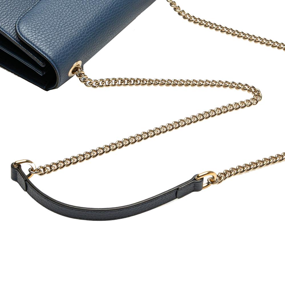 Gucci B Gucci Blue Calf Leather Small Dollar skin Interlocking G Crossbody Italy