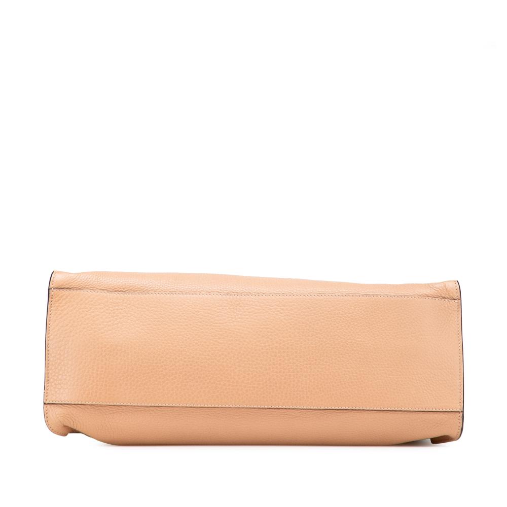 Gucci B Gucci Brown Caramel Calf Leather Medium skin Bamboo Daily Shopper Satchel Italy