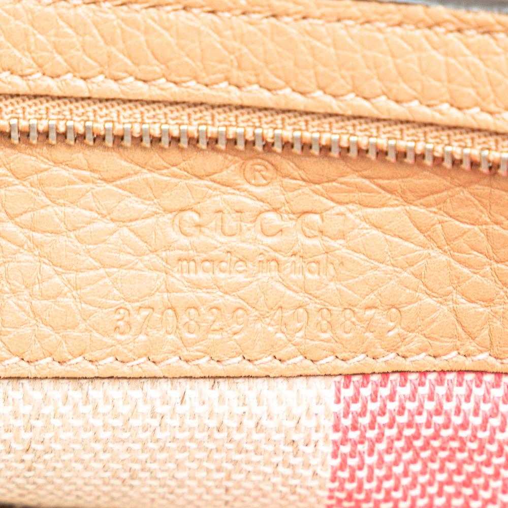 Gucci B Gucci Brown Caramel Calf Leather Medium skin Bamboo Daily Shopper Satchel Italy