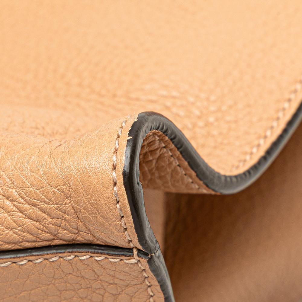 Gucci B Gucci Brown Caramel Calf Leather Medium skin Bamboo Daily Shopper Satchel Italy