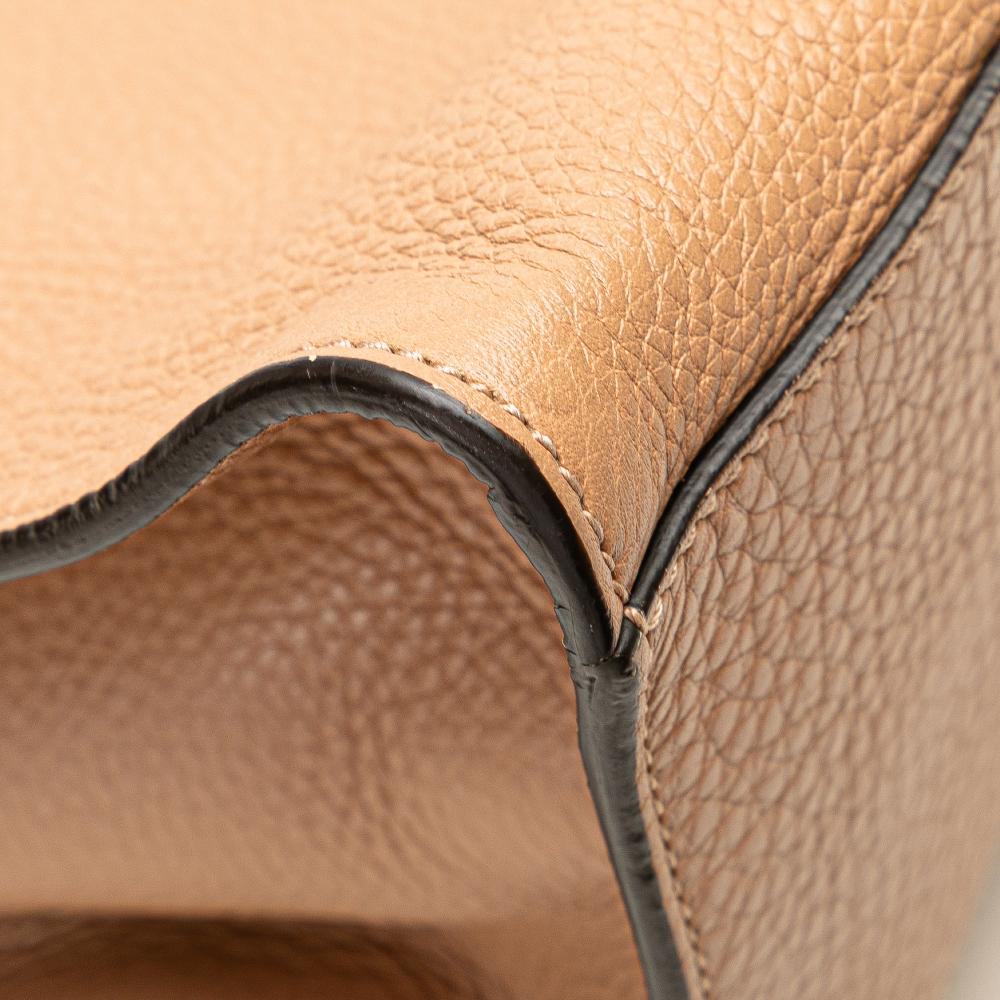 Gucci B Gucci Brown Caramel Calf Leather Medium skin Bamboo Daily Shopper Satchel Italy